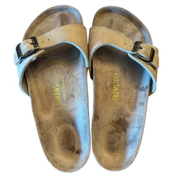 BIRKENSTOCK Tan Madrid Birko Flor Single Strap Sandals EU 36 US 5 5.5 - Picture 4 of 7